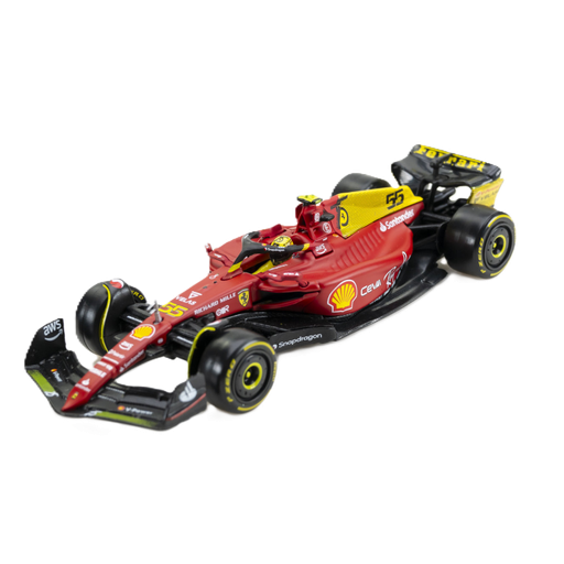 [#18-36831] Vehículo BBurago a Escala 1:43 F1-75 Ferrari Formula 1 Racing Italian GP Giallo Modena #55 Carlos Sainz
