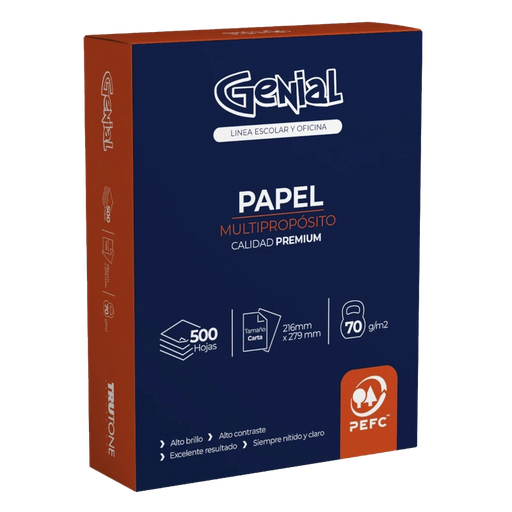 [7427230042205] Resma de Papel Bond Genial de Tamaño Carta