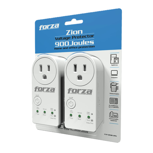 [FVP-1201B 2PK] Pack de 2 Protectores de Voltaje Forza Zion-2K10 de Color Blanco