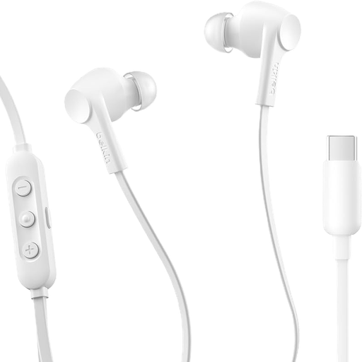 [G3H0003fqWH] Audífonos Belkin SoundForm ANC con Cable USB-C de Color Blanco