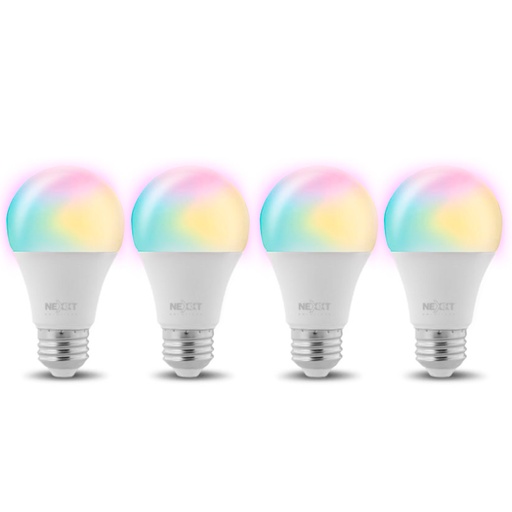 [NHB-C110 4PK] Kit de 4 Bombillas LED Inteligentes RGB Wi-Fi Smart Nexxt